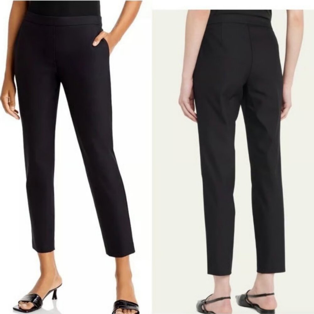 Theory Black Elastic Pull On Approach Twill Slim Fit Crop Pants - Size 00